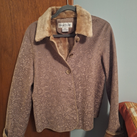 Rena Rowan Jackets & Blazers - Rena Rowan Women's Vintage Tan Paisley Teddy Jacket Heavyweight Size 10